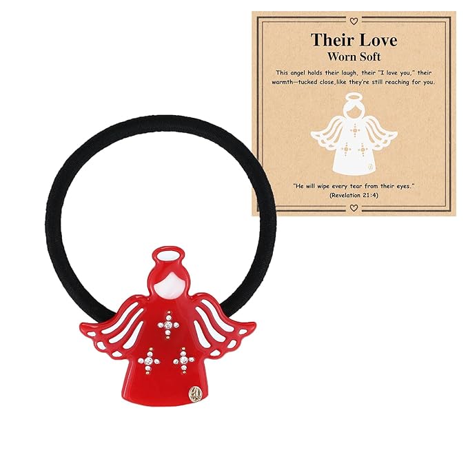 Inspirational Gifts for Women Girls "Guardian Angel" Hair Ties, Unique Gifts for Lost Loved Ones Pet Dog Mom Dad Daughter Baby Son Birthday Gifts, Christmas Christian Gifts With Gift Box