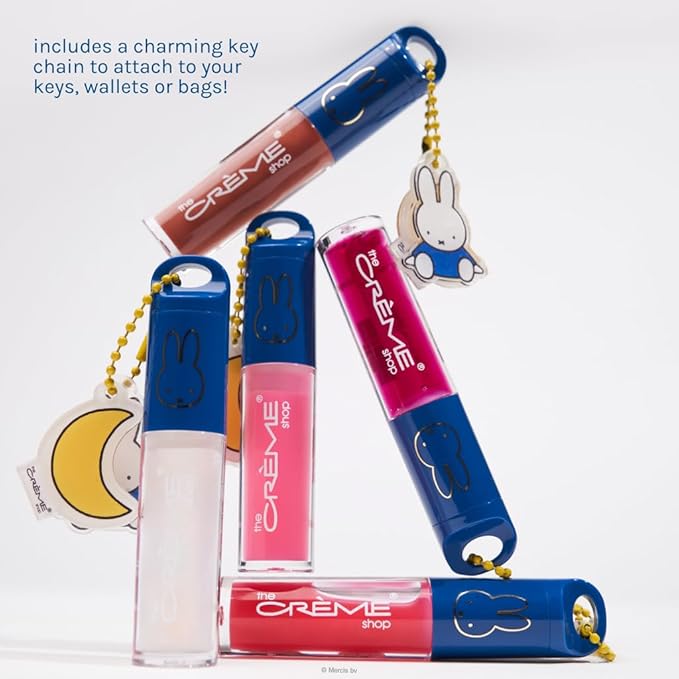 The Crème Shop Miffy Lip Oil with Key Chain and Miffy charms, Gloss Finish, Long Wear, Formulated with Jojoba Oil, Sunflower Oil to hydrate and plump lips, Korean formula - Dragonfruit