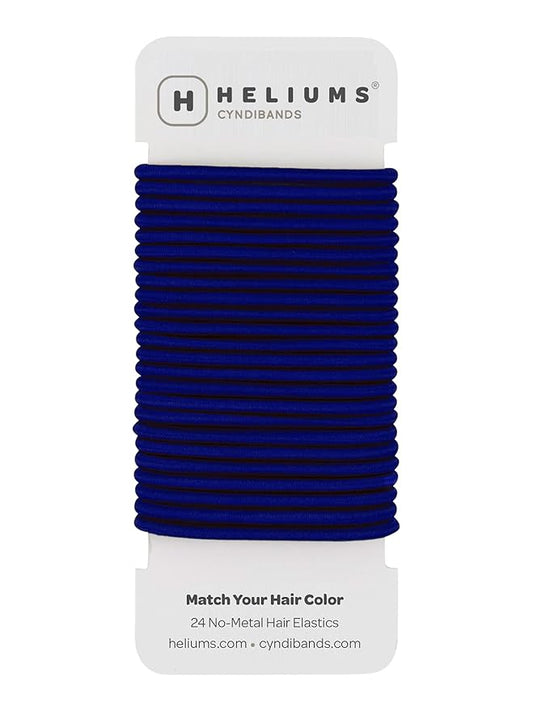 Cyndibands Elastic Hair Ties – Navy Blue - No Damage 4mm Ponytail Holders for Women & Kids, 24-Pack Hair Elastics in Neutral Colors