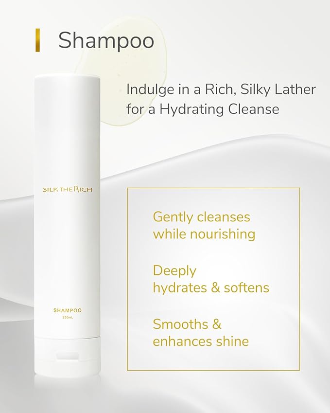 SILK THE RICH Shampoo & Conditioner Set, Hydrating & Moisturizing for Dry, Damaged, Color-Treated Hair, Paraben & Sulfate Free, Clean Hair Shampoo & Conditioner for Women & Men, White (8.5 fl oz Each)