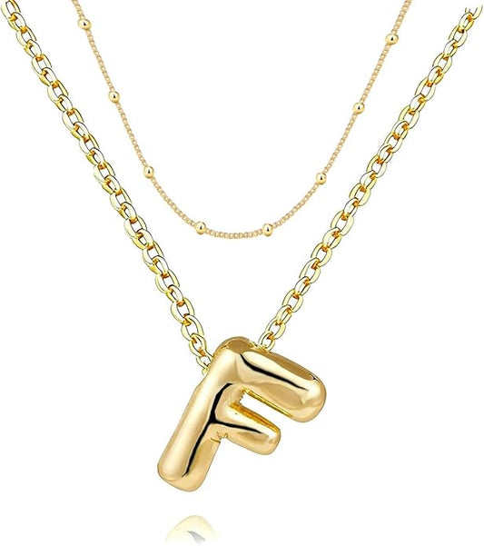 PANSHI Gold Initial Necklaces Gifts for Teen Girls Women Girlfriend Teen Girl Gifts Trendy Stuff Layered Bubble Letter Necklace Gold Jewelry Birthday Gift