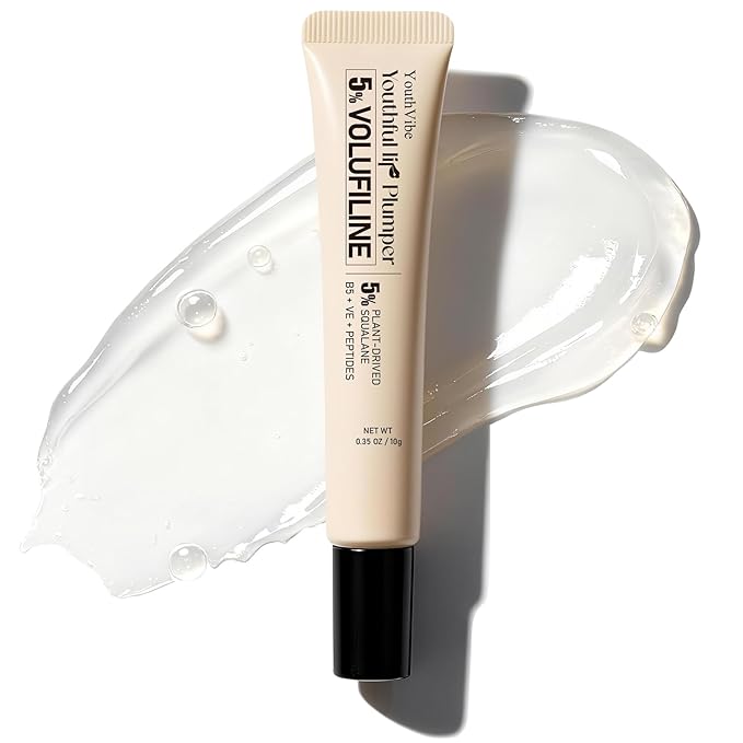 YouthVibe 5% Volufiline Lip Plumper, Nourishing & Anti Aging Over Time with Squalane, Shea Butter, Collagen, Peptide & PDRN - No Burning, No Tingling for Gentle Daily Plumping
