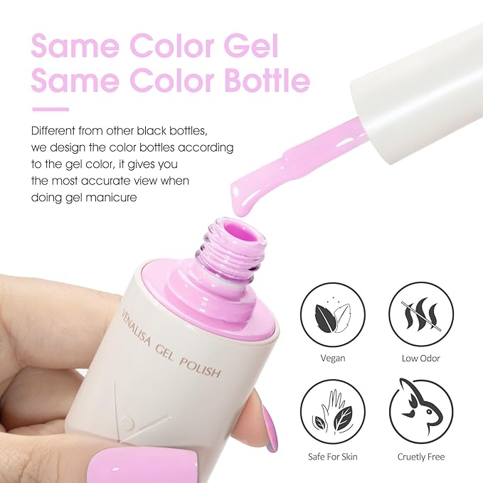 VENALISA Light Purple Gel Nail Polish, 1 Pcs Lavender Gel Polish Pastel Purple Color High Gloss Soak Off U V Nail Manicure Salon and DIY at Home Gifts for Women