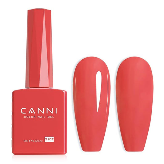 CANNI Red Gel Nail Polish, 1Pcs Orange Red Gel Polish Baby Pink Light Color High Gloss Soak Off U V Manicure Salon DIY