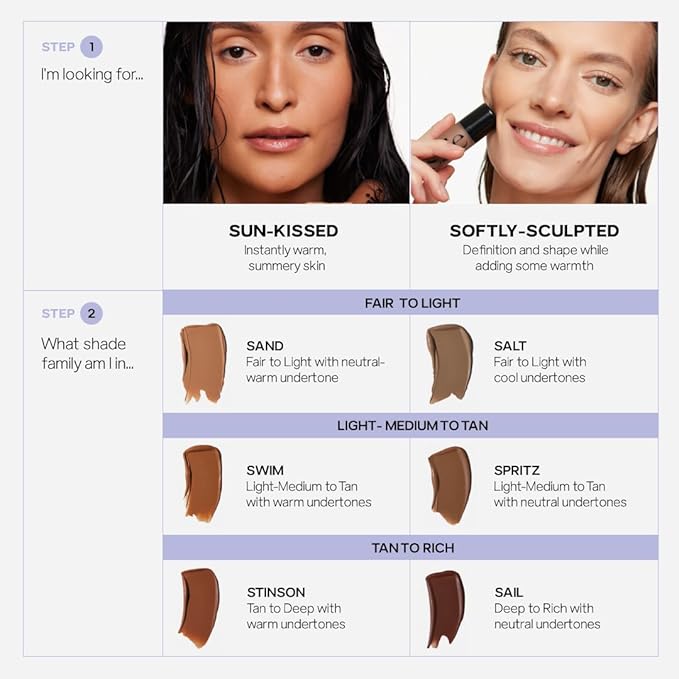 Saie Dew Bronze - Hydrating Liquid Bronzer Stick For a Sun Kissed Glow - Liquid Contour Stick Infused with Nourishing Skin Care Ingredients - Sculpted Face Makeup Essential - Salt (0.4 oz)