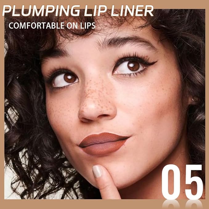 Waterproof Matte Lip Liner Pencil with Silicone Smudger – Long-Lasting Retractable Velvet Crayon, Vegan & Cruelty-Free, Define & Sculpt Lips for Work, Date, Party & Travel (05#, pack of 1)