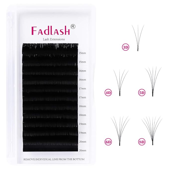 Mega Volume Lash Extensions 0.03-0.10mm C D CC DD L Curl 8-30mm Length Easy Fan Volume Lashes Self Fanning Eyelash Extensions 2D-20D (0.03-CC, 15-20mm Mix)