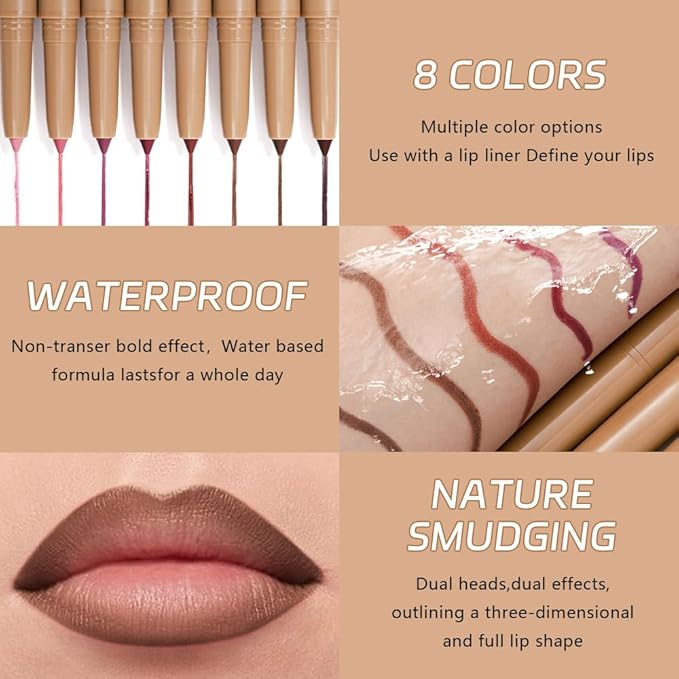 Waterproof Matte Lip Liner Pencil with Silicone Smudger – Long-Lasting Retractable Velvet Crayon, Define & Sculpt Lips, Vegan & Cruelty-Free, Perfect for Work, Date, Party & Travel (07#, pack of 1)