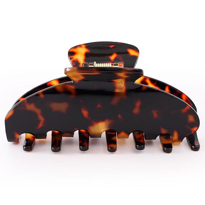 Big Hair Claw Clips for Thick Hair, Tortoise Shell Nonslip Large Black Hair Clips, Celluloid Butterfly Jaw Clips, Strong Hold for Women