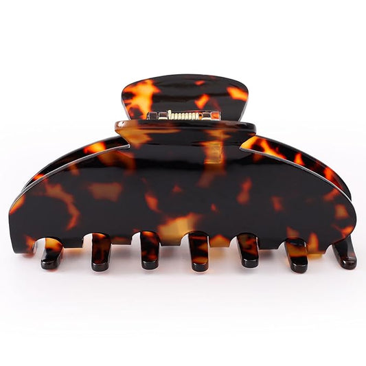 Big Hair Claw Clips for Thick Hair, Tortoise Shell Nonslip Large Black Hair Clips, Celluloid Butterfly Jaw Clips, Strong Hold for Women