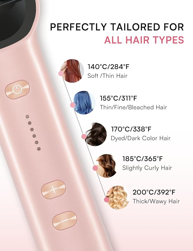 Hair Straightener Brush, Luxing PuraLux Straightener Comb, Fast Heating Hair Straightening Comb, 5 Temp Settings & Anti-Scald with Ceramic Coating, Professional Styling Tools (Pink)