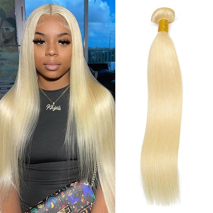 613 Bundles Human Hair Straight Blonde Human Hair Bundles 100% Unprocessed 12A Brazilian Bundle Straight Bundle 16 Inch Hair Extensions