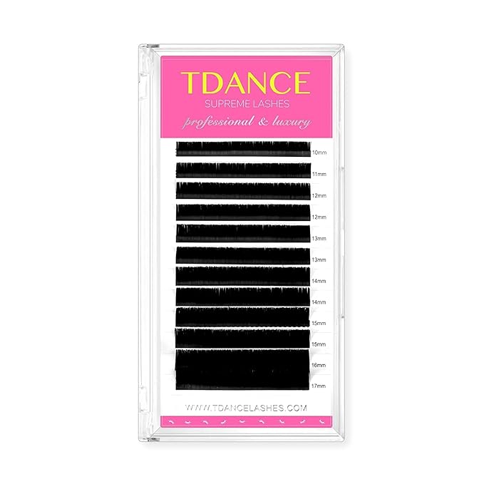 TDANCE Lash Extension Matte Black Eyelash Extension C CC D DD J B L Curl Volume & Classic Lash Extensions 0.03-0.18mm Thickness Professional Salon Use(0.05-DD,10-17 mm)