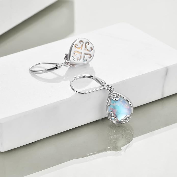 POPLYKE Celtic Filigree Teardrop Drop Dangle Earrings Sterling Silver Leverback Earrings Jewelry for Women