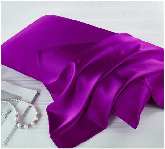 Mulberry Silk Pillowcases Set of 2, Hypoallergenic Satin Pillow Covers for Hair and Skin, with Hidden Zipper, Both Side 100% 19 Momme Silk (Purple,Queen)
