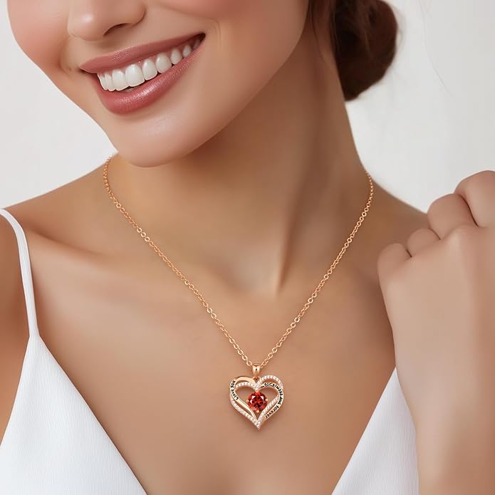 CDE Forever Love Heart Necklaces for Women, Wedding Anniversary, Birthday Mothers Day Christmas Day Gifts for Mom, Mother, Wife, friend, S925 Silver Jewelry with Birthstone Pendant