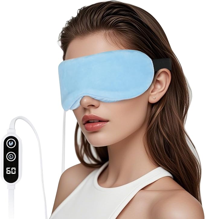 Aurya Heated Eye Mask for Dry Eyes, Warm Eye Compress Mask with Temp & Timer Setting, Eye Heating Pad for Blepharitis, MGD, Migraine, Stye, Chalazion Alleviation, Medium (8.85×3.35 in)