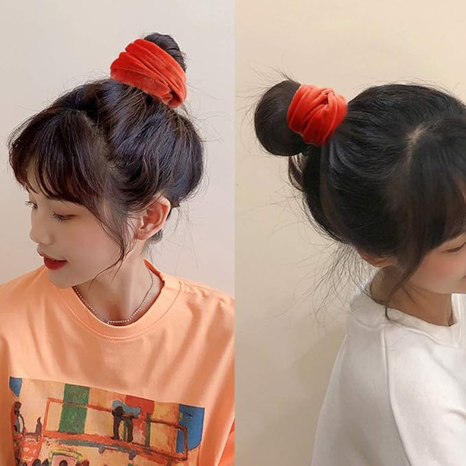Didder 20 Pcs Hair Scrunchies Velvet Elastics Scrunchy Hair Ties Orange Soft Scrunchie Bobbles Ropes Scrunchie Solid color Hair Bands for Women Girls
