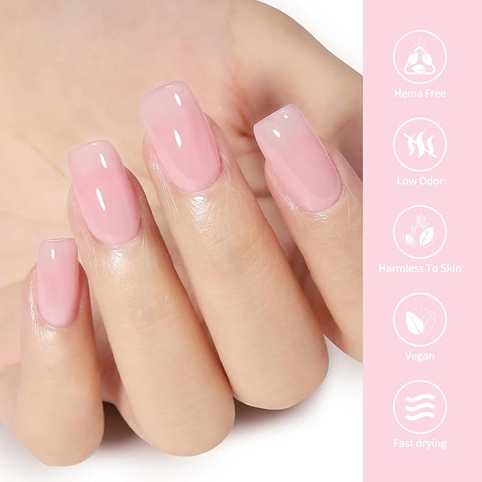 Venalisa Clear Pink Gel Polish - Translucent Nude Pink UV Gel Nail Polish for DIY Home Manicure and Salon Nail Art