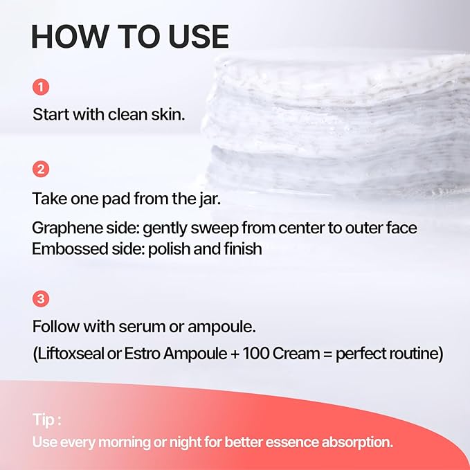 Graphene Peeling Toner Pad – Gentle Daily Exfoliating Facial Toner Pads with Graphene Fiber, Pore-Clearing & Oil-Balancing for Smooth Skin (60 Pads / 220g)