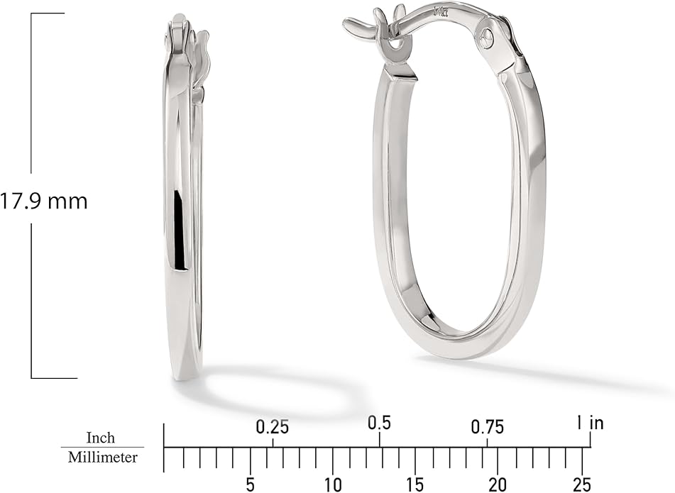 Gold Oval Tube Hoop Earrings for Women – High Polish Finish, Lightweight Hollow Design, 10K or 14K Real Gold