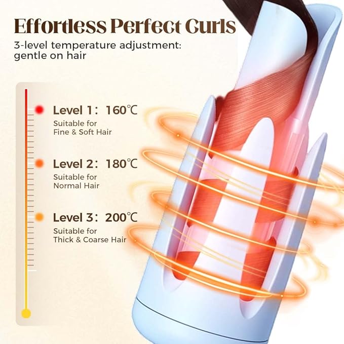 Fully Automatic Lazy Curling Stick,2026 New Electric Rotary Curler,32mm Rotating Curling Iron with 3 Temperatures,Fast Heating Curler Tongs Anti-Scald Hair Wand Gift for Long Hair (Purple)