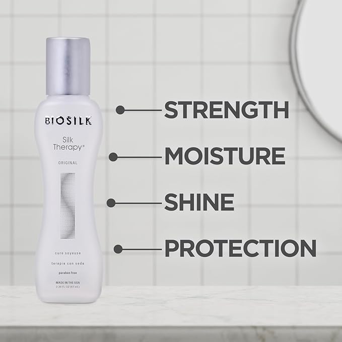 BioSilk Silk Therapy Original, Reconstructing Treatment For Adding Shine & Helping Mend Split Ends, Sulfate, Paraben, & Cruelty-Free, 2.26 Oz