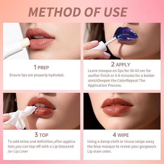 Lip Stain Peel Off – Wipe-Off Lip Stain Tattoo | Long Lasting Waterproof Lip Tint, High-Pigment Matte Lip Color, Smudge & Transfer Proof Lip Stains Masque, Kiss-Proof All-Day Lip Makeup 04#
