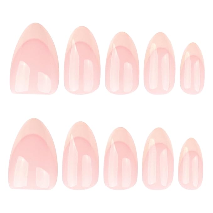 XZMeiLun White French Tips Press On Nails Short Almond, White French Soft Gel Stick On Nails, Designer Reusable Acrylic Nail Press Ons, Fake Nails With Glue On Nail, Wedding False Nail For Women