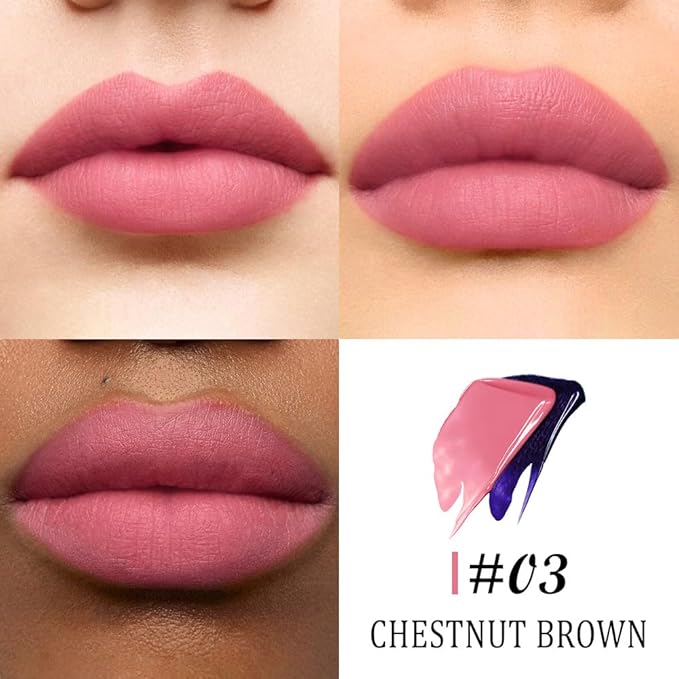 Kaely Chestnut Brown Lip Stain Peel Off Masque, Long Lasting Waterproof Smudge Proof Lip Tint, Non-Transfer Semi Permanent Lipliner Tattoo with Tweezer, Matte Finish, Vegan & Cruelty-Free, 03