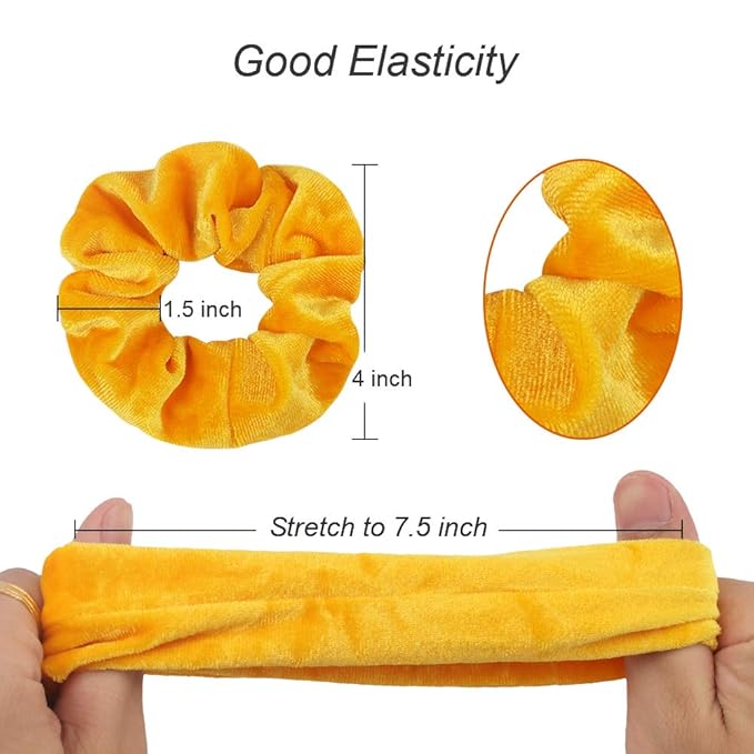 Didder 20 Pcs Hair Scrunchies Solid color Soft Scrunchies Hair Ties Yellow Velvet Scrunchy Elastics Bobbles Ropes Scrunchie Hair Bands for Women Girls