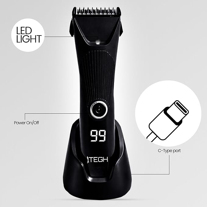TEGH 7-in-1 Men’s Beard & Body Grooming Kit – Cordless Electric Beard, Hair & Body Trimmer for Men, Rechargeable Waterproof Groomer with Adjustable Guards