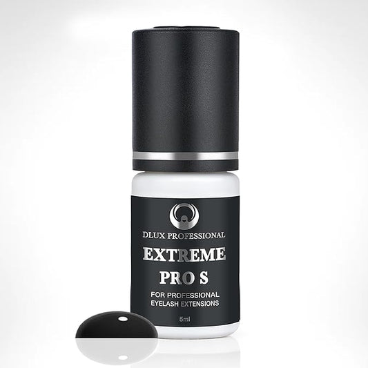 DLUX PROFESSIONAL Eyelash Extension Glue for Professionals - 8 Weeks Retention, 1 Sec Drying Time, Latex Free Semi Permanent Individual & Volume Lash Extension Glue Black