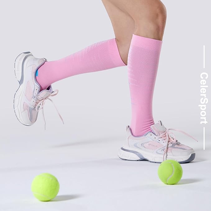 CelerSport 3 Pairs Compression Socks for Men and Women 20-30 mmHg Running Support Socks