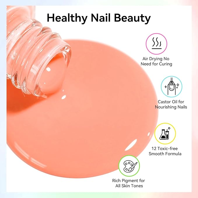 Nailshion Pastel Nail Polish Set-16 Colors Macaron Pink Blue Yellow Nude Pink Purple Air Dry Nail Polish Set with Base Top Coat & Remover Pads,Vegan, Non-gel Air Dry DIY Nail Art Salon Gift for Women