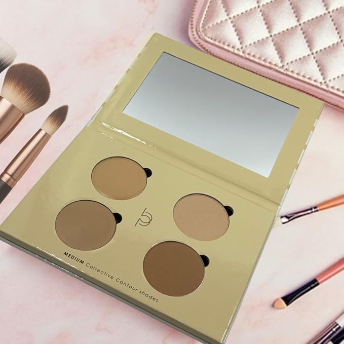 Corrective Contour Palette–Curated Cream & Powder Shades for All Face Shapes and Skin Tones - Sculpt & Define - Optimized, Travel-Friendly - Pure, Cruelty-Free, Made in USA (Medium)