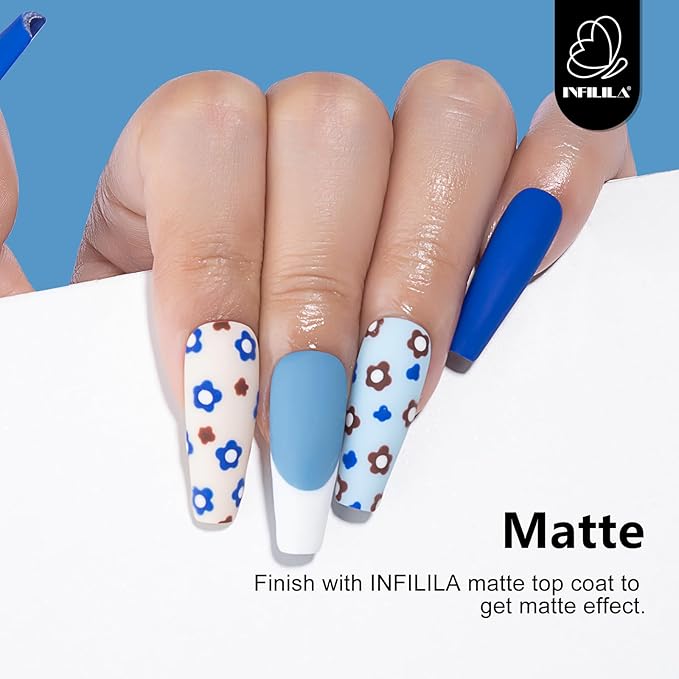 NXJ INFILILA Blue Gel Nail Polish, 15ml 0.51oz One-Stroke Coloring Blueberry Blue UV LED Gel Polish, Hema Free Color Gift for Women Nail Art Manicure Salon DIY Design Decoration at Home SQ084
