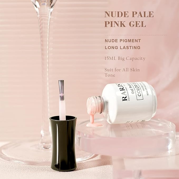 RARJSM Nude Gel Polish Pale Pink Neutral Nude Colors Skin Tone Light Pink Gel Nail Polish 15ml Single Bottle Sheer Jelly Transparent Polish Soak off UV LED Cured for Home Salon DIY French Manicure