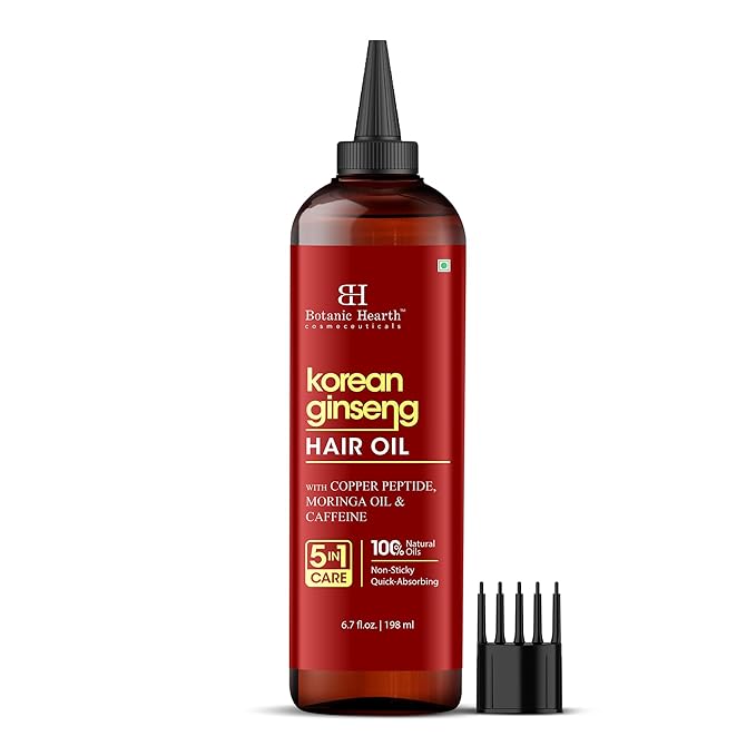 Botanic Hearth Hair Oil for Hair Growth & Hair Relaxer | Strengthening Dry, Frizzy, Damaged Hair & Scalp Treatment | Korean Ginseng Hair Oil – 6.7 Fl Oz