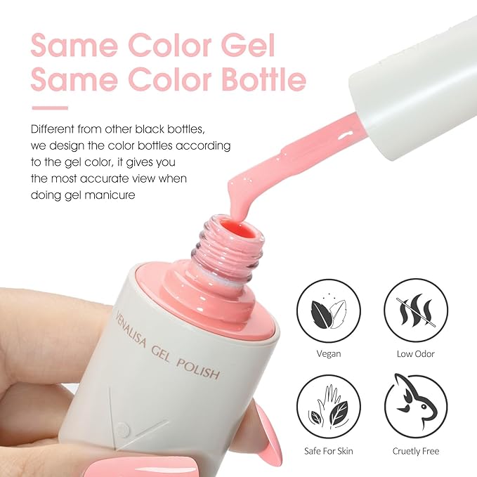 VENALISA Baby Pink Gel Nail Polish, 1 Pcs Light Pink Gel Polish Pastel Soft Color High Gloss Soak Off U V Nail Manicure Salon and DIY at Home Gifts for Women