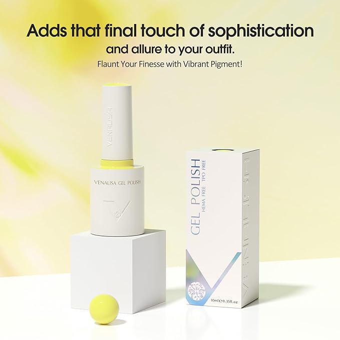 VENALISA Butter Yellow Gel Nail Polish, 1 Pcs Neon Pastel Yellow Gel Polish Light Baby Color High Gloss Soak Off U V Nail Manicure Salon and DIY at Home Gifts for Women