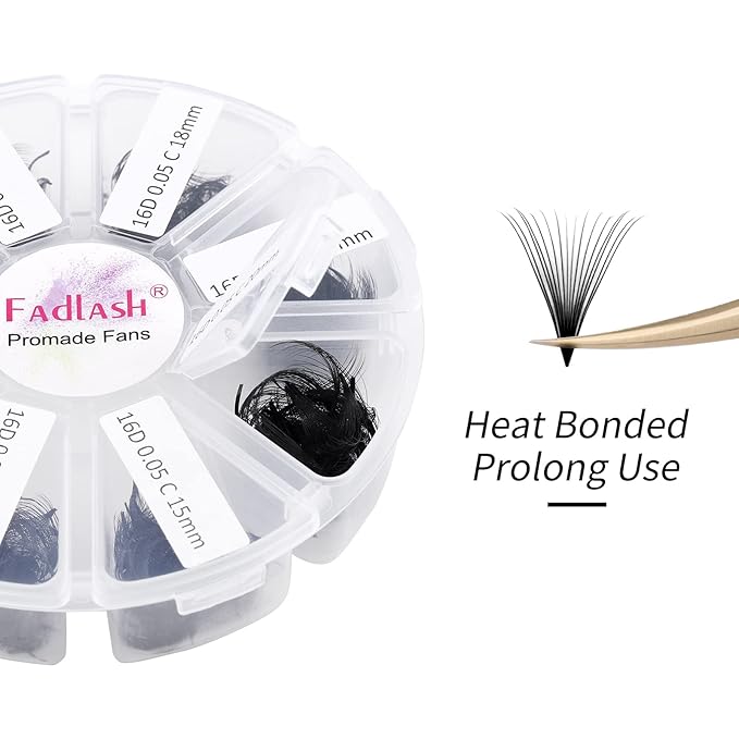Lash Extension 1000pcs Mixed Premade Fans Eyelash Extensions D Curl Promades Eyelash Volume Lash Extensions Loose Fans Pre Made Volume Lashes Pointed Base (16D-0.05D, 15-20mm)
