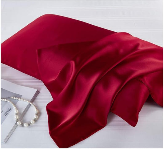 Mulberry Silk Pillowcases Set of 2, Hypoallergenic Satin Pillow Covers for Hair and Skin, with Hidden Zipper, Both Side 100% 19 Momme Silk (Burgundy,King)