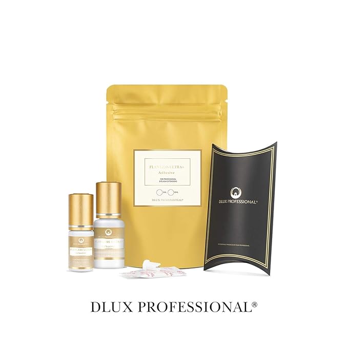 Dlux Professional- Flawless Ultra+ Professional Luxury Semi-Permanent Eyelash Extension Black Glue 5ml, for Volume, Extra Strong, Lash Extensions Adhesive, 1 Sec Drying, Up to 9 Weeks, Lash Supplies