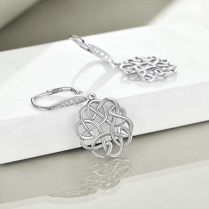 POPLYKE Celtic Filigree Teardrop Drop Dangle Earrings Sterling Silver Leverback Earrings Jewelry for Women