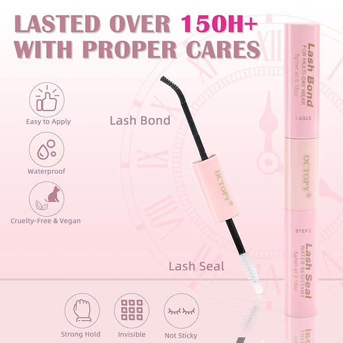 OCTOPY Wispy Lash Clusters Kit - DIY Extension Kit 240 PCS, 30D 40D Fluffy Cluster Eyelash Extensions 10-16mm, D Curl With Tweezers, Bond and Seal Waterproof