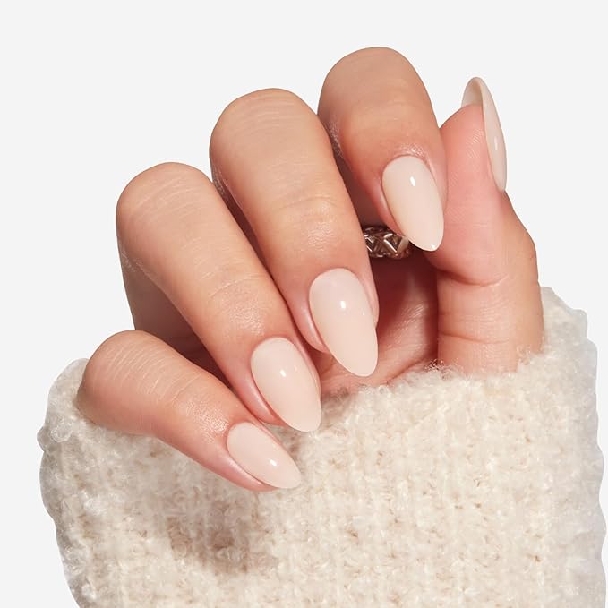 Modelones White Nude Press on Nails, Valentines Short Almond Fake Nails, Reusable Nail Kit with Nail Glue Adhesive Tabs Mini Nail File, Nails Press Ons 32Pcs 16 Sizes, Women Girl Gift