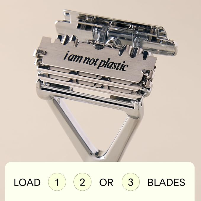 Leaf Shave | Leaf Razor, All-Metal Safety Shaver with Pivoting Head & Adjustable Blade Loading, Includes 10 Stainless Steel Single-Edge Blades, Compatible with Standard Safety Razor Blades - Black