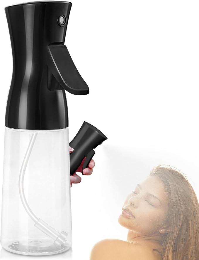 Fun Gift Spray Bottle For Hair,Continuous Water Mister for Hairstyling, Salons, Cleaning, Plants,Essential Oil Scents,Ultra Fine Mist Sprayer,6.8 OZ /200 ML-Black