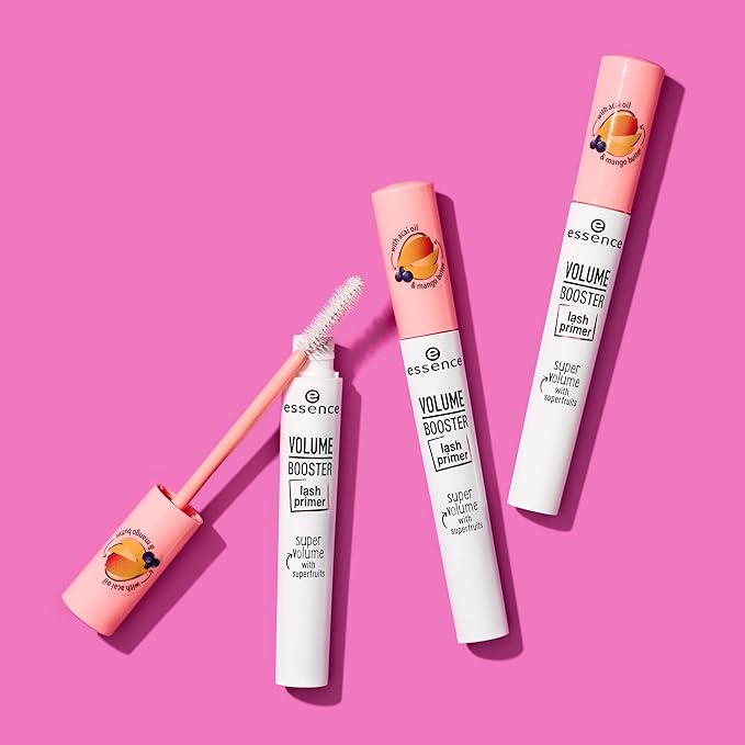 essence | Volume Booster Lash Primer Mascara | Infused with Mango Butter and Acai Oil for Nurtured Lashes | Conditioning Mascara Primer | White | Vegan | Paraben & Cruelty Free (Pack of 1)